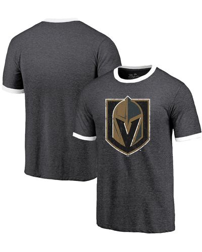 Majestic Threads Vegas Golden Knights Ringer Contrast Tri-blend T-shirt - Black