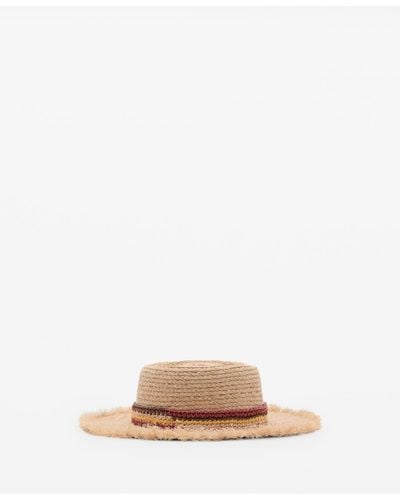 Mango Ribbon Detail Braided Hat - Natural