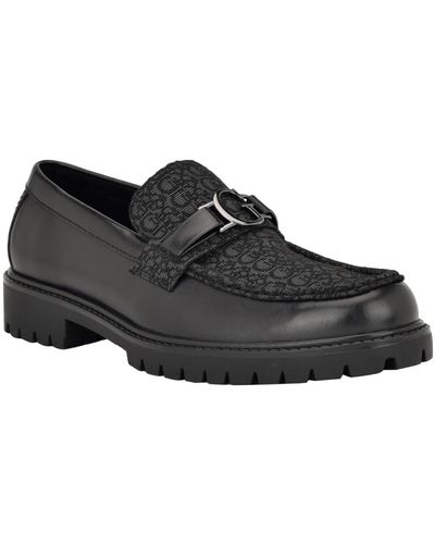 Guess Druu Branded Lug Sole Dress Loafers - Black