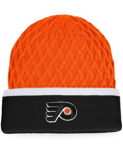 Fanatics Orange And Black Philadelphia Flyers Iconic Striped Cuffed Knit Hat