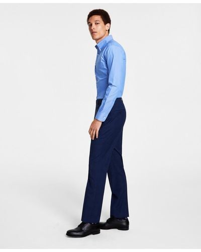 Brooks Brothers Classic-fit Stretch Plaid Wool Blend Suit Pants - Blue