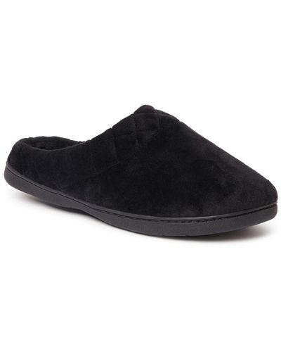 Dearfoams Darcy Velour Clog With Quilted Cuff Slippers - Black