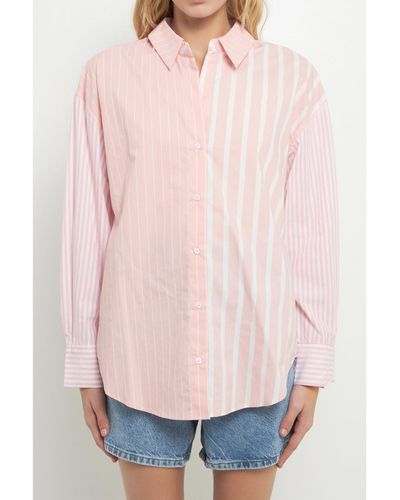 English Factory Mixed Stripe Shirt - Pink
