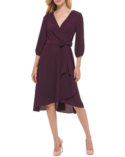 Tommy Hilfiger Textured Faux-wrap Dress - Purple