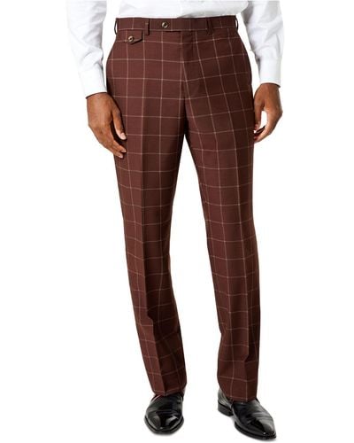 Tayion Collection Classic-fit Wool Suit Pants - Brown