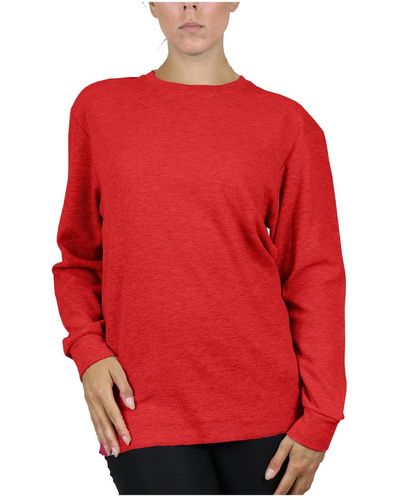 Galaxy By Harvic Loose Fit Waffle Knit Thermal Shirt - Red