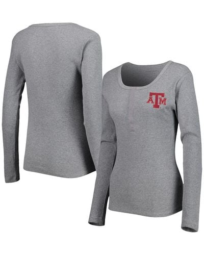 Boxercraft Texas A&m aggies Harper Henley Long Sleeve T-shirt - Gray