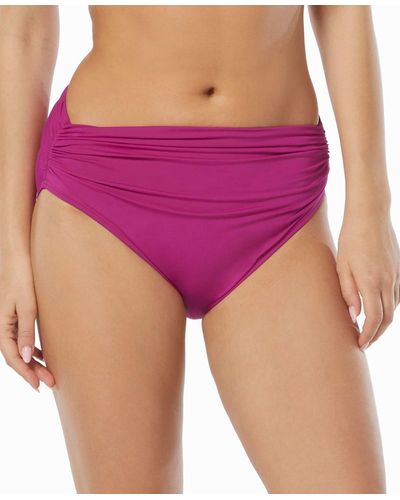 Carmen Marc Valvo Ruched Bikini Bottoms - Purple