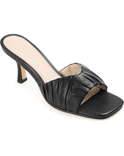 Journee Signature Juliette Leather Open Toe Dress Sandals - Black
