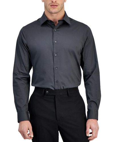 Alfani Regular-fit Temperature Regulating Solid Dress Shirt - Blue