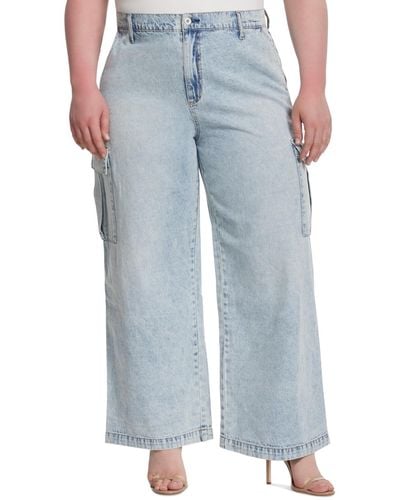 Jessica Simpson Trendy Plus Size Jenna Cargo Jeans - Blue