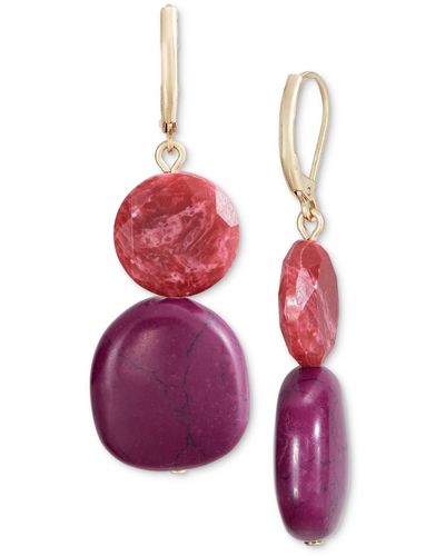 Style & Co. Gold-tone Stone Double Drop Earrings - Pink