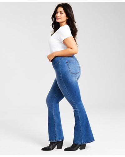 Celebrity Pink Trendy Plus Size Curvy Pull-on Flare-leg Jeans - Blue