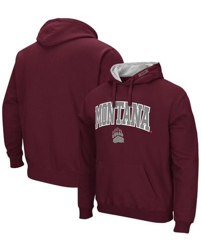 Colosseum Athletics Montana Grizzlies Arch And Logo Pullover Hoodie - Purple
