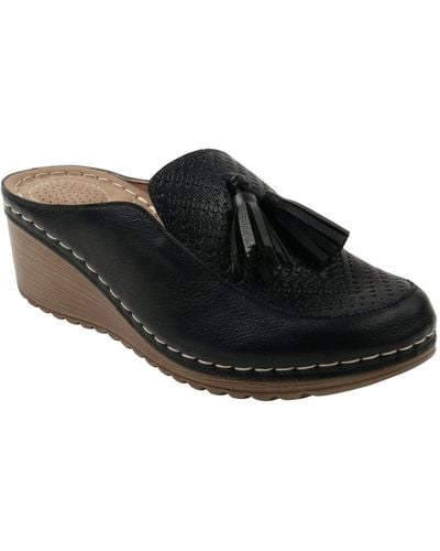 Gc Shoes Dacey Slip-on Tassel Wedge Mules - Black