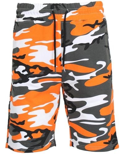 Galaxy By Harvic Camo Printed French Terry Shorts - Orange