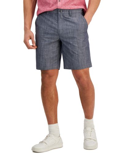 INC International Concepts Classic-fit Solid 8.5" Chambray Shorts - Blue