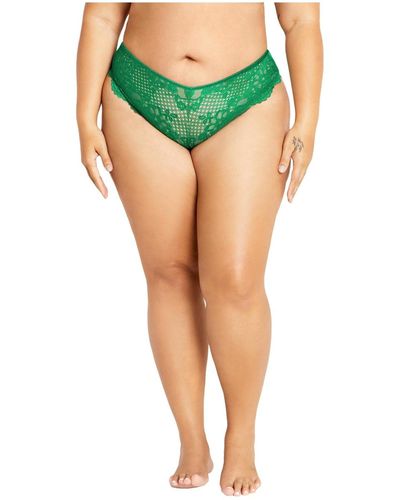 City Chic Allure Ouvert Cheeky Panty - Green