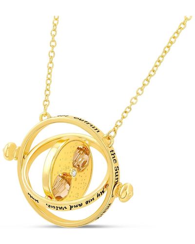 Harry Potter Hermione Time Travel Magical Hourglass Rotating Gold Plated Necklace - Metallic