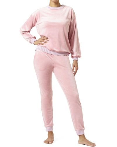 Hue Wearever You're Velour Pajama Set - Pink
