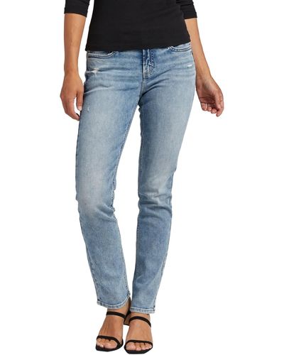 Silver Jeans Co. Elyse Mid Rise Straight Leg Jeans - Blue