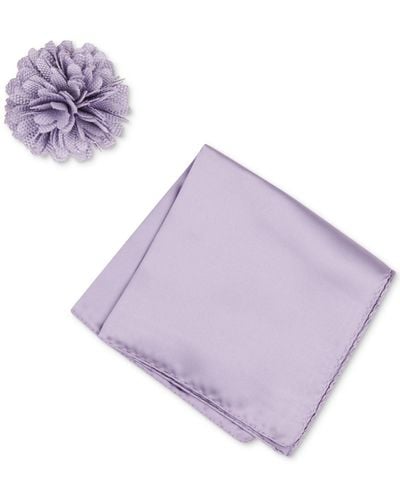 Con.struct Solid Pocket Square & Lapel Pin Set - Purple