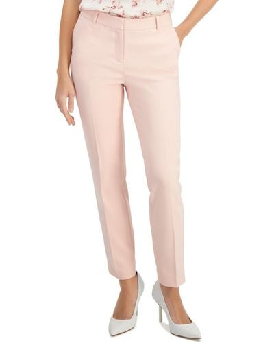 Anne Klein Straight-leg Mid-rise Ankle Pants - Natural