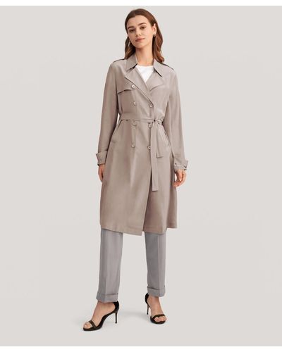 LILYSILK Classic Double-breasted Silk Trench Coat - Natural