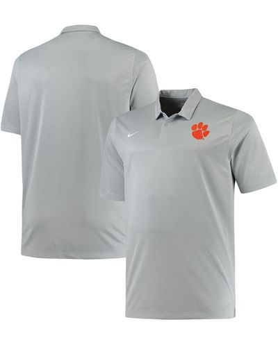 Nike Heathered Clemson Tigers Big And Tall Performance Polo Shirt - Gray