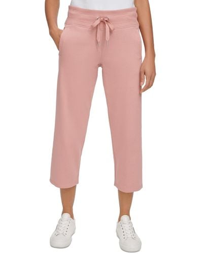 Calvin Klein Cropped Drawstring-waist Pants - Pink