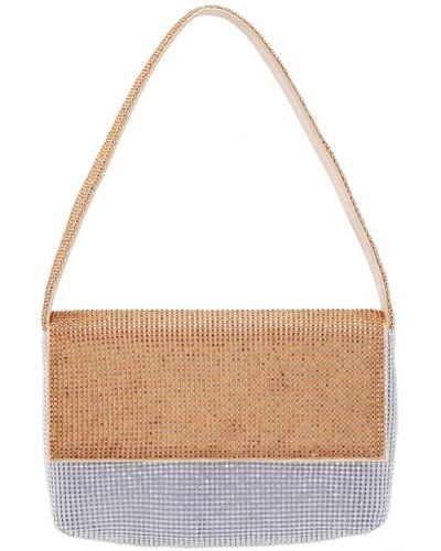Nina Color Block Crystal Mesh Small Shoulder Bag - White