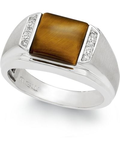 Macy's Tiger's Eye And Diamond Accent Ring - Gray