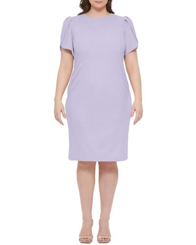 Calvin Klein Plus Size Scuba Crepe Tulip-sleeve Sheath Dress - Blue