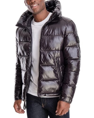 Michael Kors Shiny Hooded Puffer Jacket, Created For Macy's - Gray