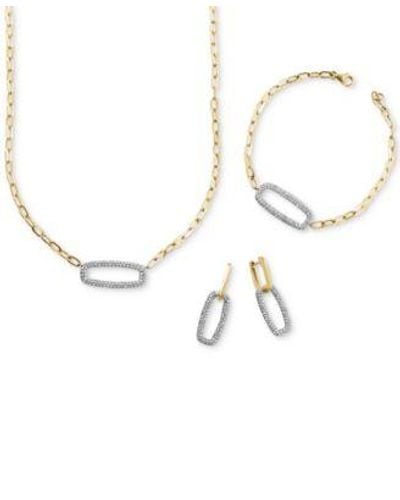 Effy Effy Diamond Pave Link Necklace Earrings Bracelet Collection In 14k Gold - White