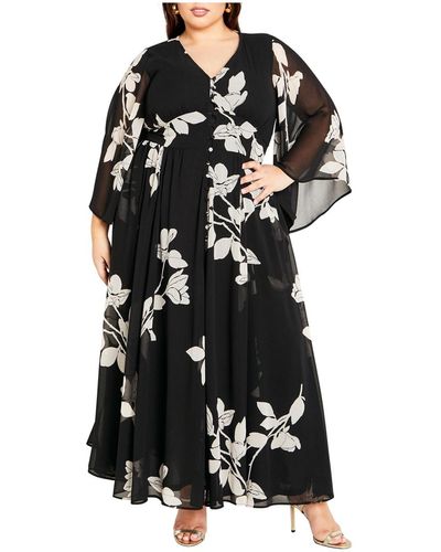 City Chic Plus Size Floral Maxi Dress - Black
