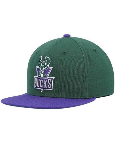 Mitchell & Ness Green And Purple Milwaukee Bucks Hardwood Classics Team Two-tone 2.0 Snapback Hat