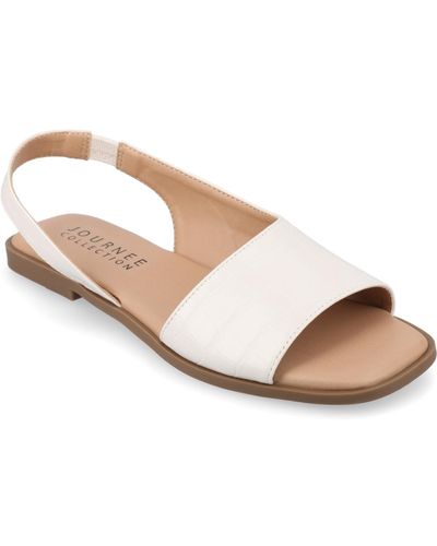 Journee Collection Brinsley Teture Slingback Flat Sandals - Natural