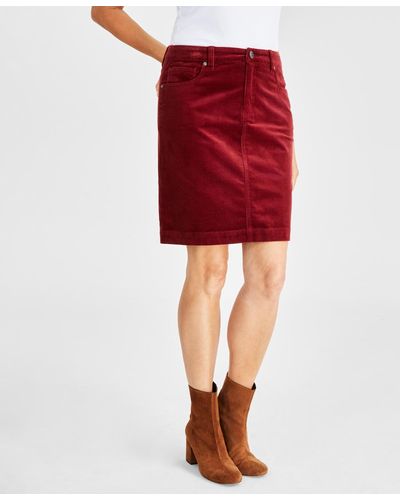 Style & Co. Corduroy Back Skirt - Red