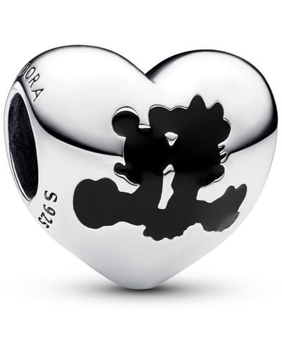 PANDORA Sterling Silver Disney Mickey And Minnie Charm - Black