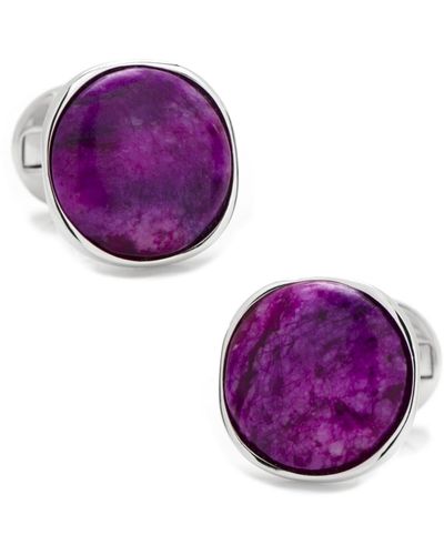 Cufflinks Inc. Sterling Classic Round Sugilite Nebula Cufflinks - Purple