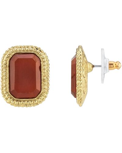 2028 Gold-tone Post Earrings - Red