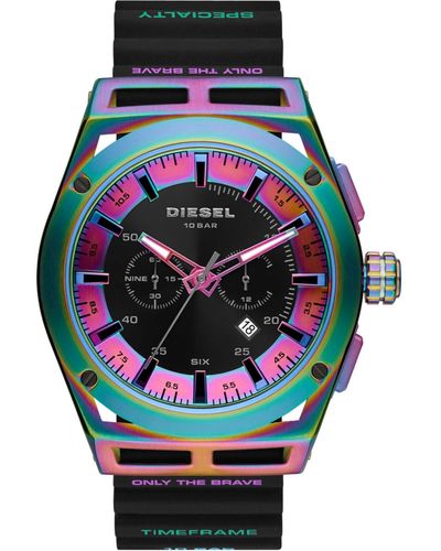 DIESEL 48mm Timeframe Quartz Stainless Steel And Silicone Chronograph Watch - Black