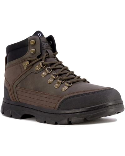 Nautica Kolby Pebbled Lace-up Boots - Brown