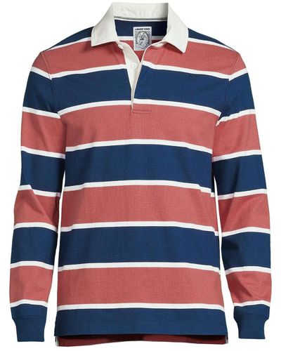 Lands' End Long Sleeve Rugby Shirt - Blue