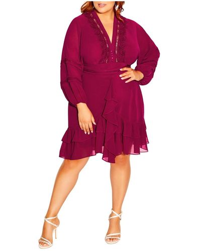 City Chic Plus Size Sweetheart Mini Dress - Red