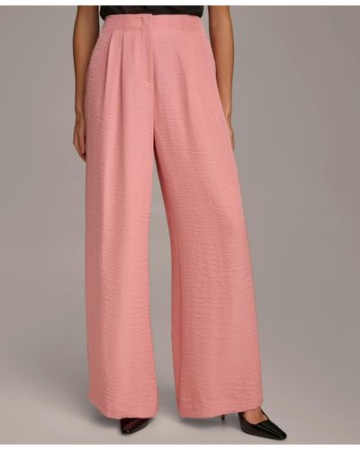 Donna Karan Textured Wide-leg Pants - Pink
