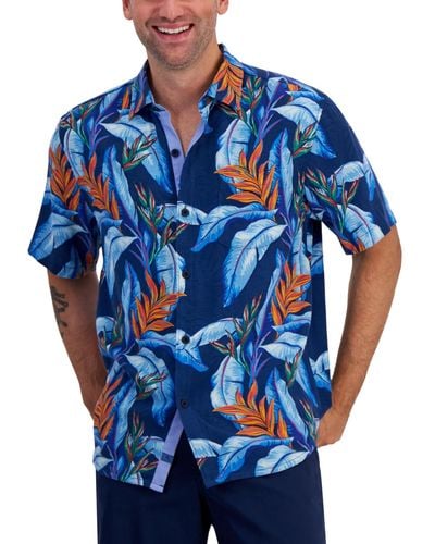 Tommy Bahama Hot Tropics Floral-print Button-down Shirt - Blue