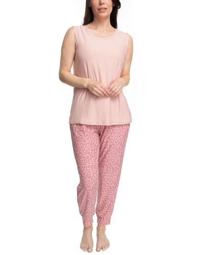 Muk Luks 2 Piece Cloud Knit And sweatpants Sleep Set - Pink