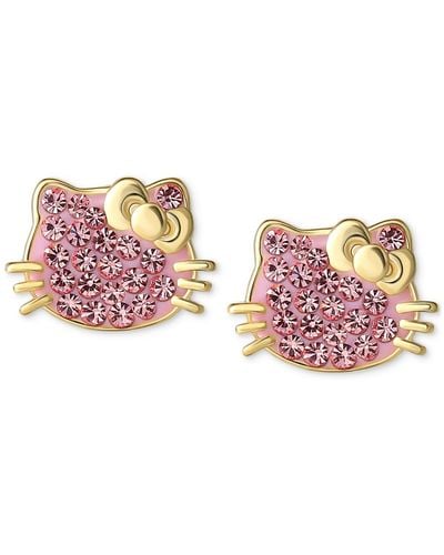 Macy's Hello Kitty Crystal Pave & Enamel Stud Earrings - Pink